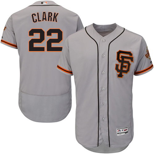 Giants 22 Will Clark Gray Road 2 Flexbase Jersey - Click Image to Close