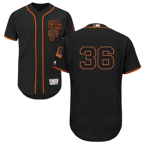 Giants 36 Steve Perry Black Flexbase Jersey - Click Image to Close