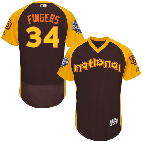 Padres 34 Rollie Fingers Brown 2016 MLB All Star Game Flexbase Batting Practice Player Jersey - Click Image to Close