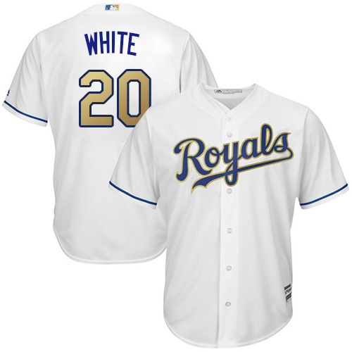 Royals 20 Frank White White 2015 World Series Champions Gold Program Cool Base Jersey