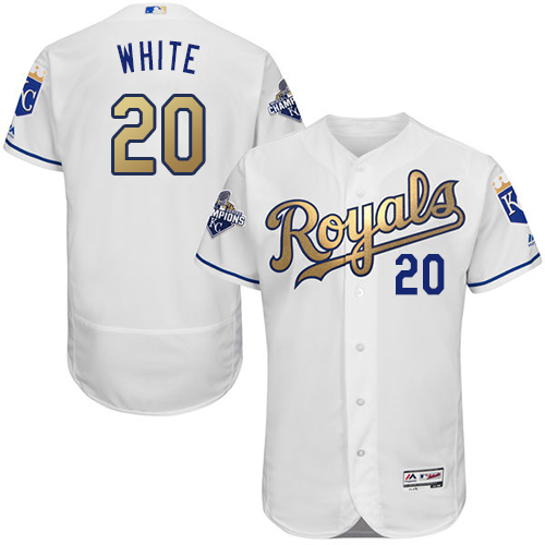 Royals 20 Frank White White 2015 World Series Champions Gold Program Flexbase Jersey