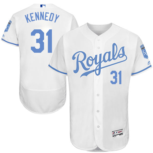 Royals 31 Ian Kennedy White Father's Day Flexbase Jersey - Click Image to Close