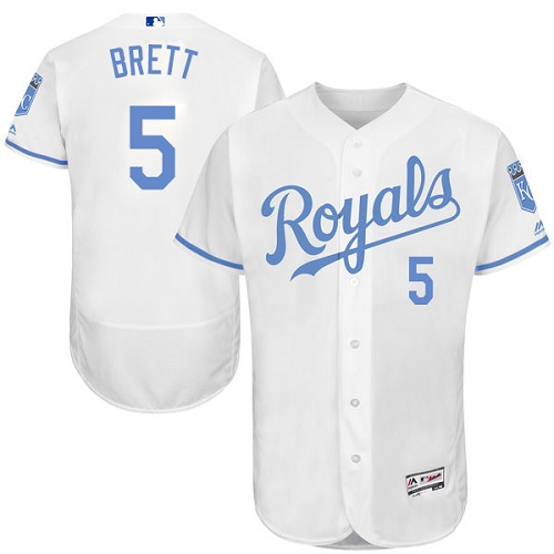 Royals 5 George Brett White Father's Day Flexbase Jersey