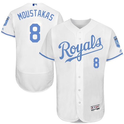 Royals 8 Mike Moustakas White Father's Day Flexbase Jersey