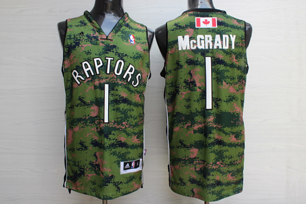 Raptors 1 Tracy McGrady Camo Canada Flag Swingman Jersey - Click Image to Close