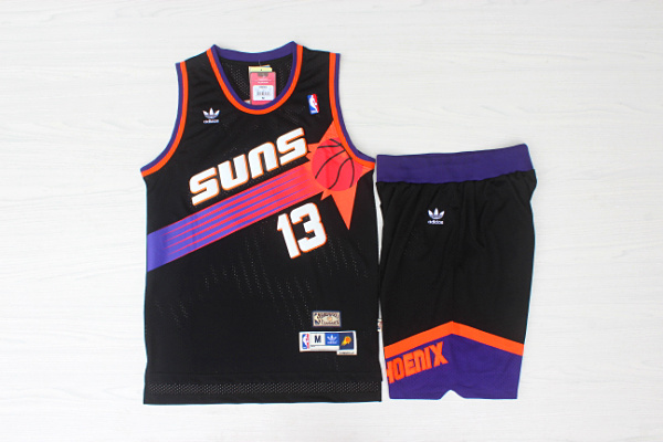 Suns 13 Steve Nash Black Hardwood Classics Jersey(With Shorts)