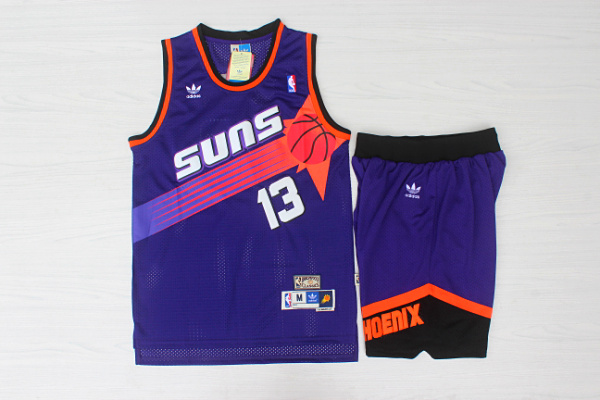 Suns 13 Steve Nash Purple Hardwood Classics Jersey(With Shorts)