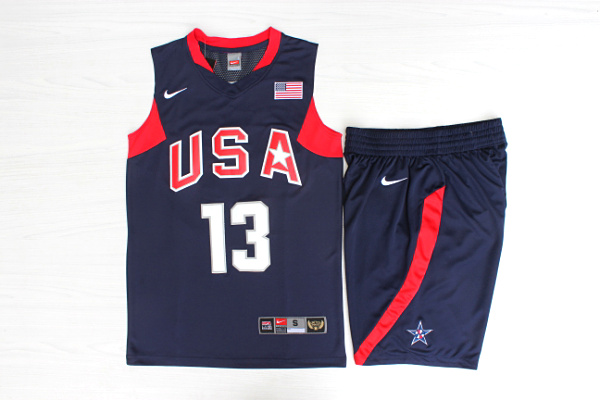 Team USA Basketball 13 Chris Paul Navy Nike Stitched Jersey(With Shorts)