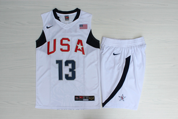 Team USA Basketball 13 Chris Paul White Nike Stitched Jersey(With Shorts)