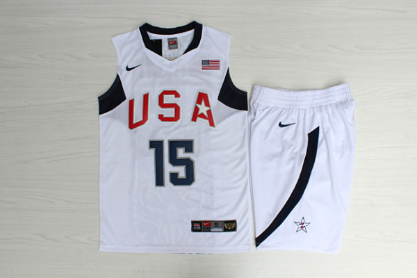 Team USA Basketball 15 Carmelo Anthony White Nike Stitched Jersey(With Shorts)