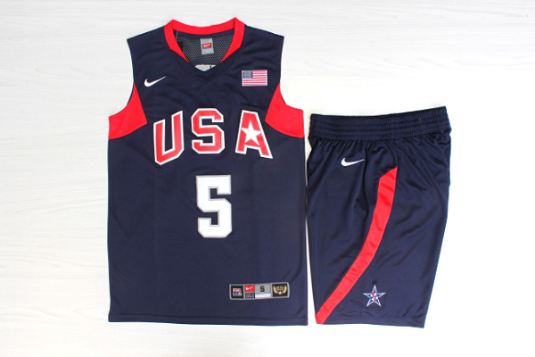 Team USA Basketball 5 Jason Kidd Navy Nike Stitched Jersey(With Shorts)