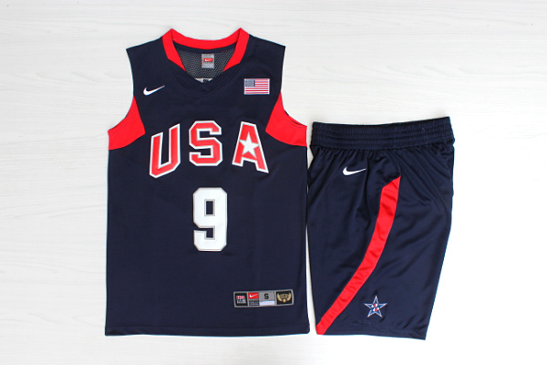 Team USA Basketball 9 Dwyane Wade Navy Nike Stitched Jersey(With Shorts)