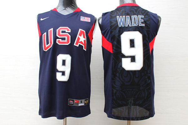 Team USA Basketball 9 Dwyane Wade Navy Nike Stitched Jersey