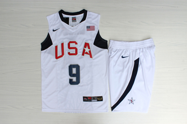 Team USA Basketball 9 Dwyane Wade White Nike Stitched Jersey(With Shorts)