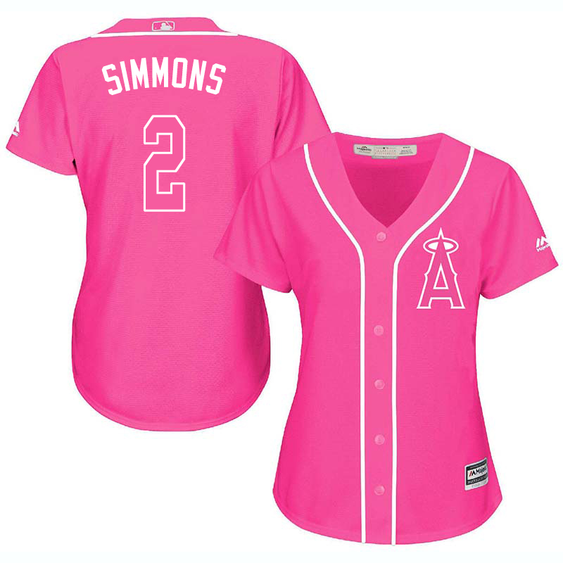 Angels 2 Andrelton Simmons Pink Women Cool Base Jersey
