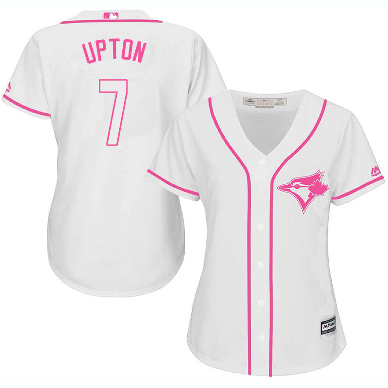 Blue Jays 7 Melvin Upton White Pink Women Cool Base Jersey Blue Jays 7 Melvin Upton White Pink Women Cool Base Jersey