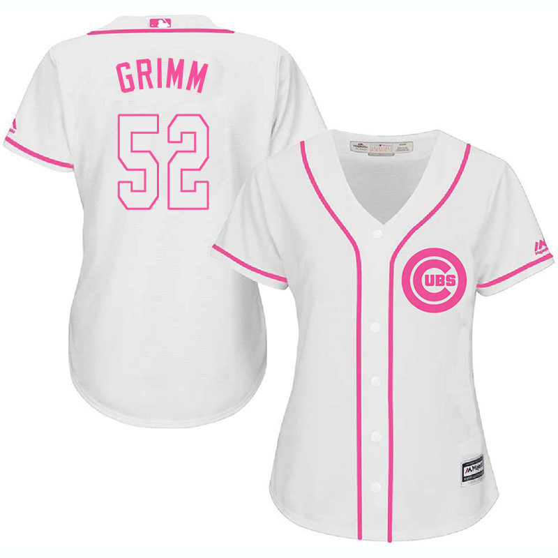 Cubs 52 Justin Grimm White Pink Women Cool Base Jersey