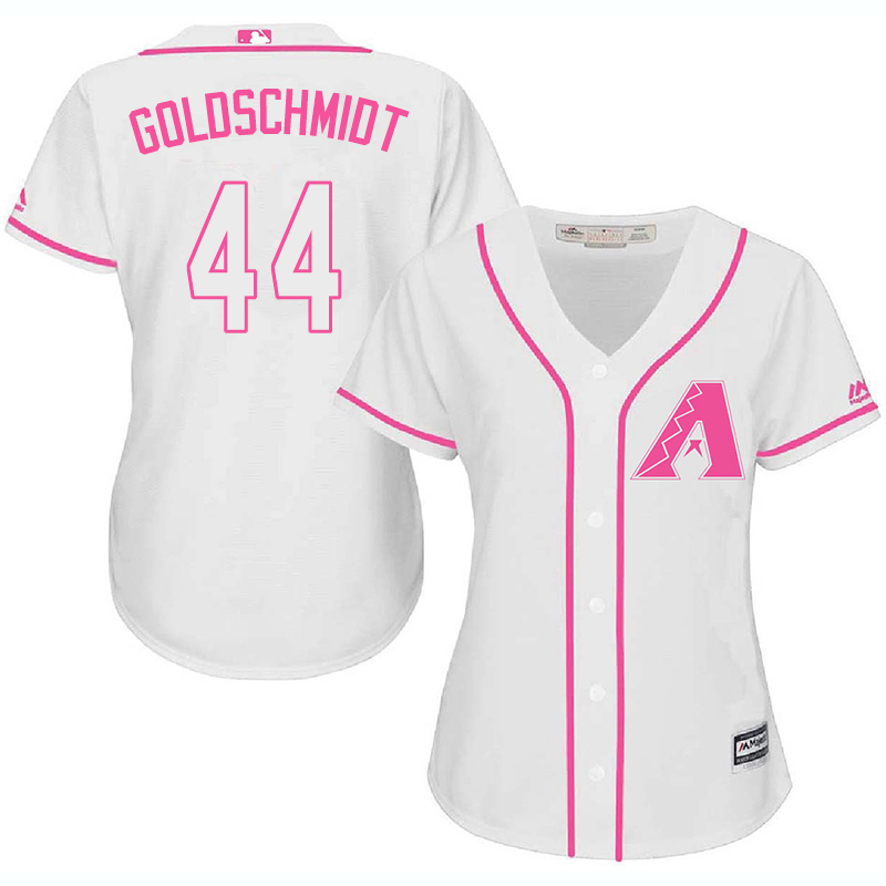 Diamondbacks 44 Paul Goldschmidt White Pink Women Cool Base Jersey