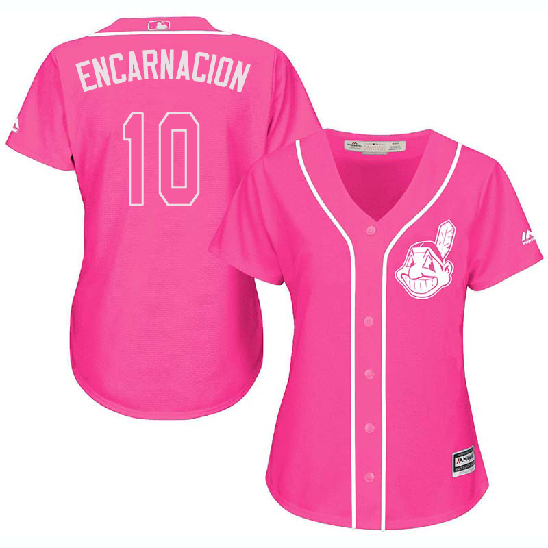 Indians 10 Edwin Encarnacion Pink Women Cool Base Jersey