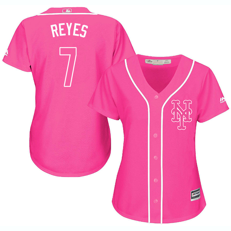 Mets 7 Jose Reyes Pink Women Cool Base Jersey