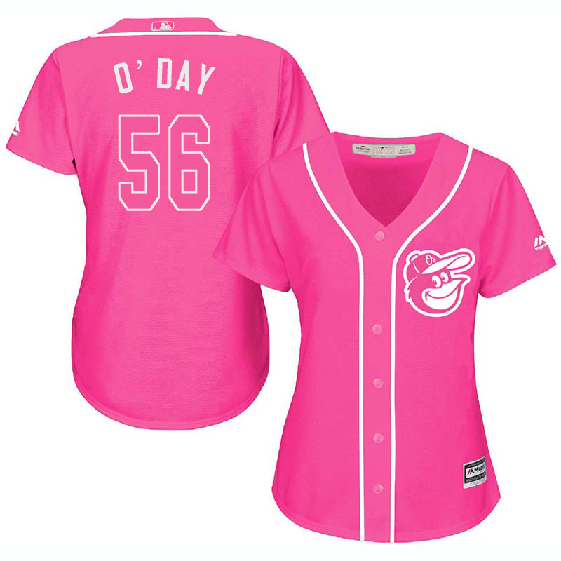 Orioles 56 Darren O'Day Pink Women Cool Base Jersey