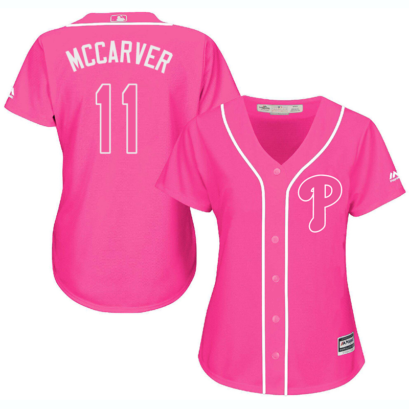 Phillies 11 Tim McCarver Pink Women Cool Base Jersey Phillies 11 Tim McCarver Pink Women Cool Base Jersey