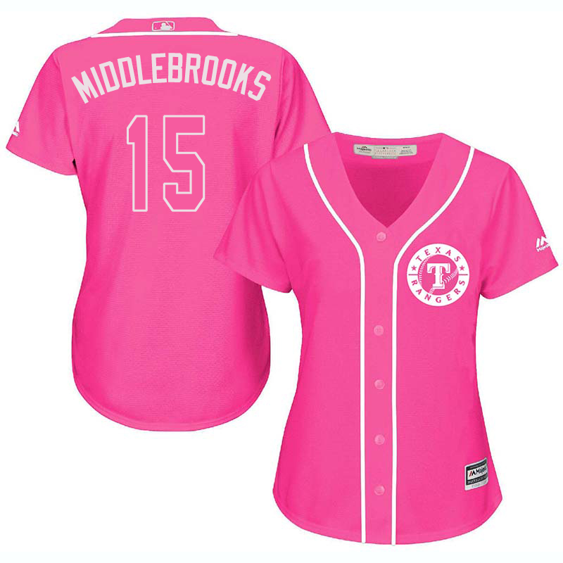 Rangers 15 Will Middlebrooks Pink Women Cool Base Jersey