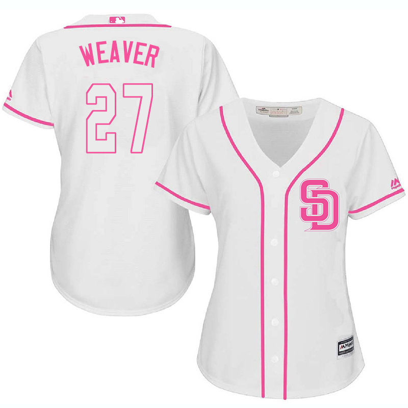 Padres 27 Jered Weaver White Pink Women Cool Base Jersey Padres 27 Jered Weaver White Pink Women Cool Base Jersey