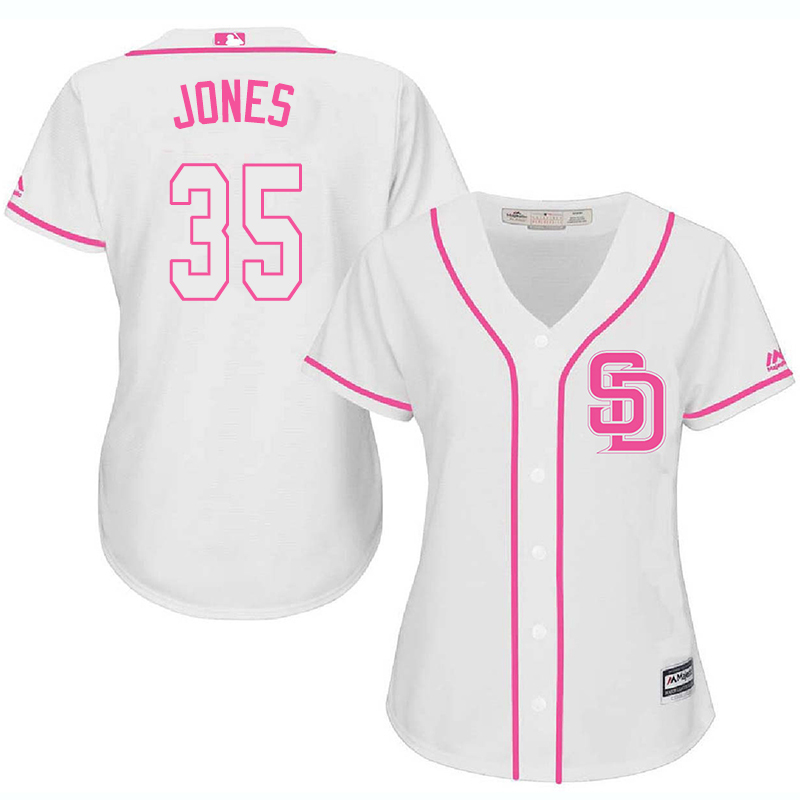 Padres 35 Randy Jones White Pink Women Cool Base Jersey Padres 35 Randy Jones White Pink Women Cool Base Jersey