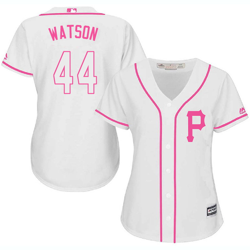 Pirates 44 Tony Watson White Pink Women Cool Base Jersey