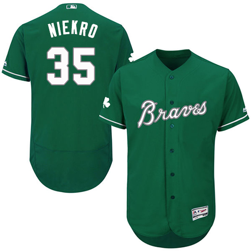 Braves 35 Phil Niekro Green Celtic Flexbase Jersey