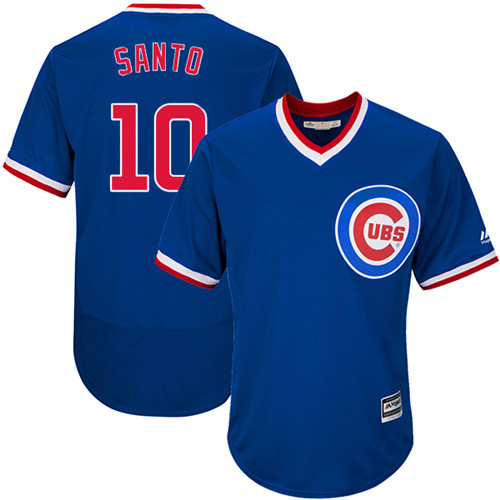 Cubs 10 Ron Santo Blue Cooperstown Cool Base Jersey - Click Image to Close