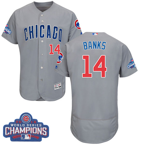 Cubs 14 Ernie Banks Gray 2016 World Series Champions Flexbase Jersey