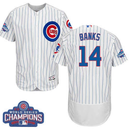 Cubs 14 Ernie Banks White 2016 World Series Champions Flexbase Jersey