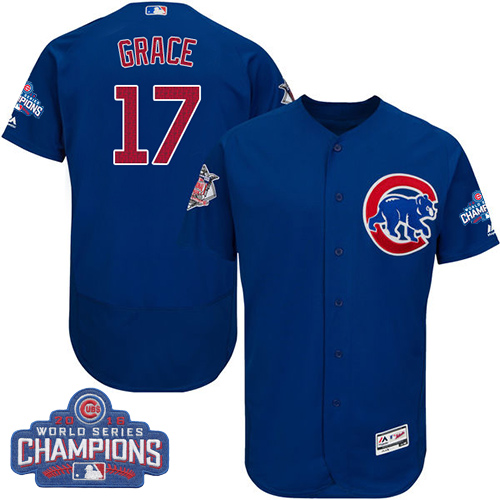 Cubs 17 Mark Grace Blue 2016 World Series Champions Flexbase Jersey