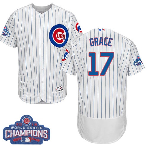 Cubs 17 Mark Grace White 2016 World Series Champions Flexbase Jersey