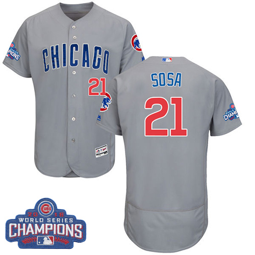 Cubs 21 Sammy Sosa Gray 2016 World Series Champions Flexbase Jersey