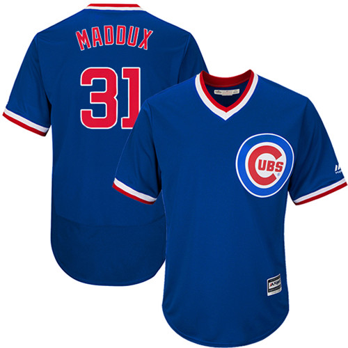 Cubs 31 Greg Maddux Blue Cooperstown Cool Base Jersey - Click Image to Close