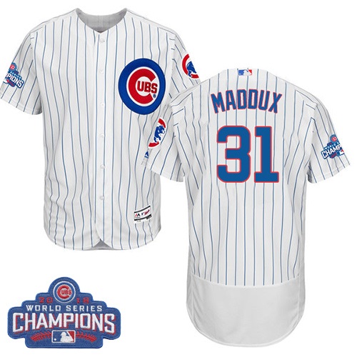 Cubs 31 Greg Maddux White 2016 World Series Champions Flexbase Jersey