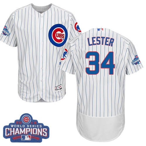 Cubs 34 Jon Lester White 2016 World Series Champions Flexbase Jersey - Click Image to Close