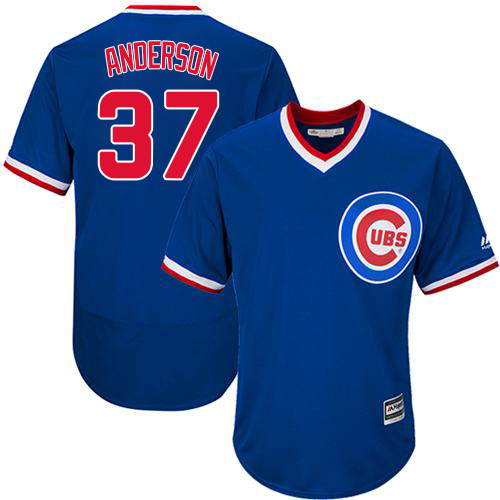 Cubs 37 Brett Anderson Blue Cooperstown Cool Base Jersey