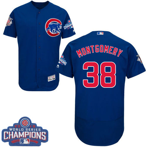 Cubs 38 Mike Montgomery Blue 2016 World Series Champions Flexbase Jersey