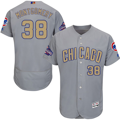 Cubs 38 Mike Montgomery Gray World Series Champions Gold Program Flexbase Jersey