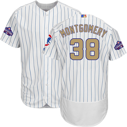 Cubs 38 Mike Montgomery White World Series Champions Gold Program Flexbase Jersey