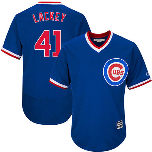 Cubs 41 John Lackey Blue Cooperstown Cool Base Jersey
