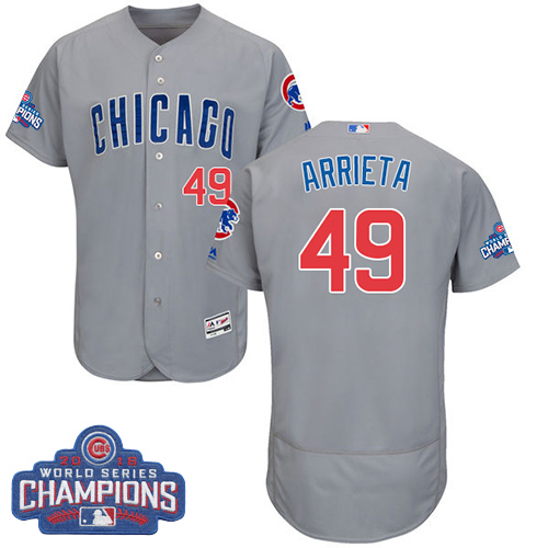 Cubs 49 Jake Arrieta Gray 2016 World Series Champions Flexbase Jersey