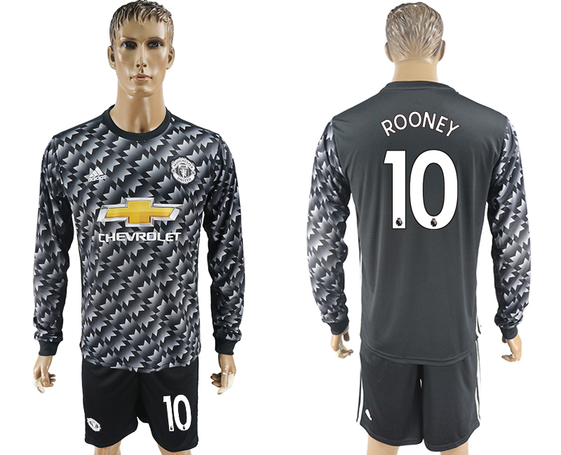2017-18 Manchester United 10 ROONEY Away Long Sleeve Soccer Jersey