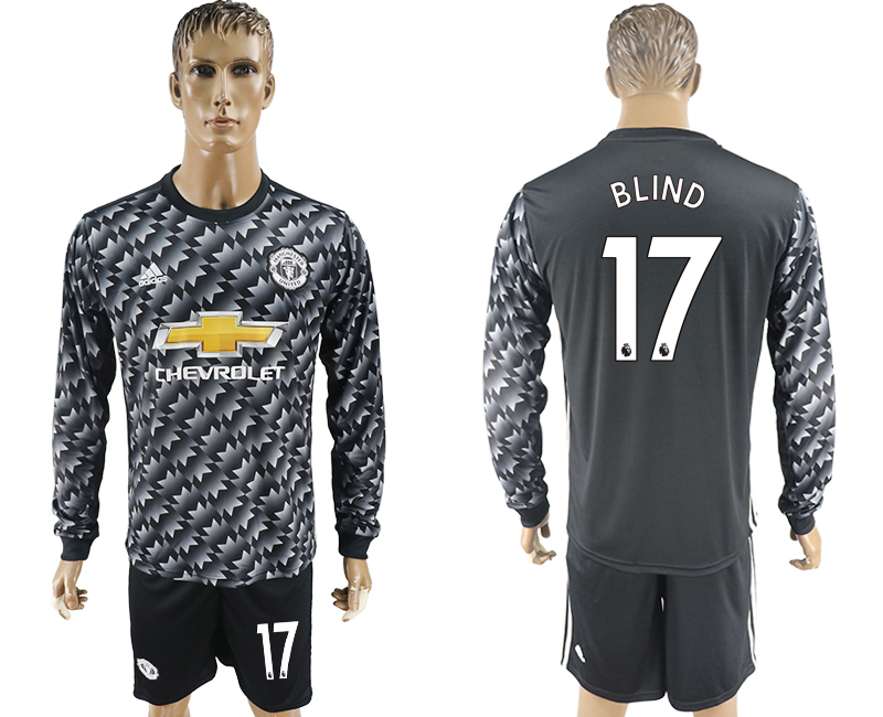 2017-18 Manchester United 17 BLIND Away Long Sleeve Soccer Jersey