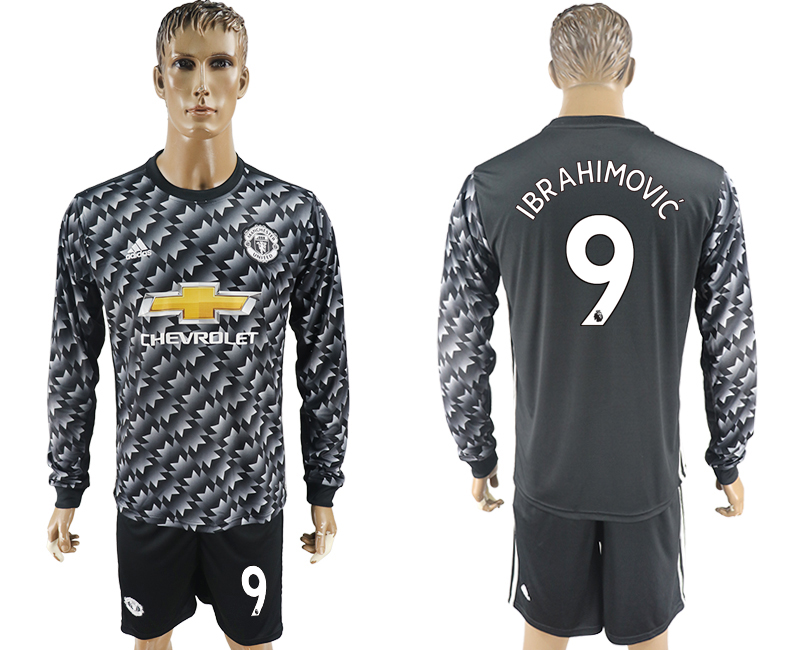 2017-18 Manchester United 9 IBRAHIMOVIC Away Long Sleeve Soccer Jersey