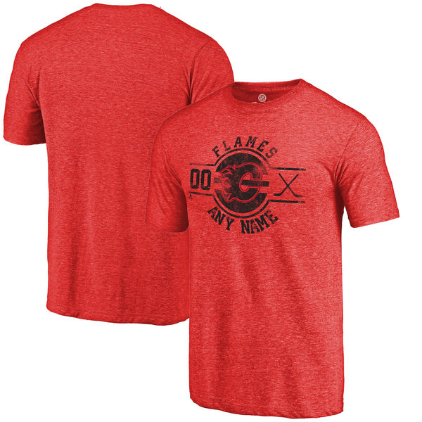 Calgary Flames Fanatics Branded Personalized Insignia Tri Blend T-Shirt Red